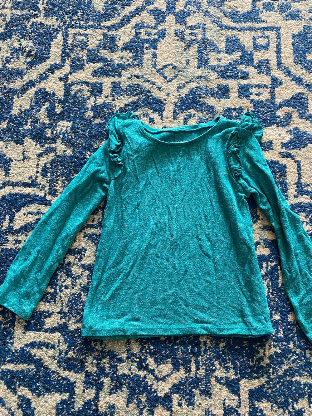 jumping beans Teal Long-Sleeve Ruffle Shoulder Top